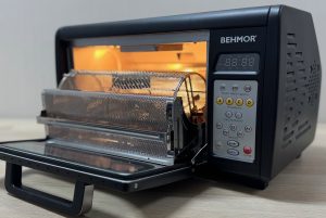 Behmor Coffee Roaster with Chaff Collector and Drum Exposed